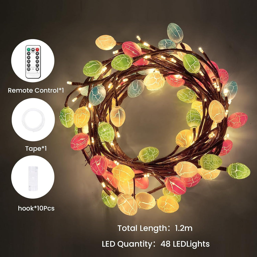 Easter Egg LED Tree Branch Lights for Wall,Easter Egg Willow Vine Twig Decor,USB Interface,with 48 LED Lights