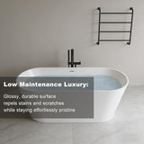 59 Inch Free Standing Bathtub,Made of Pure Acrylic Material with 8 Layers of Reinforced Coating,Cupc Certified
