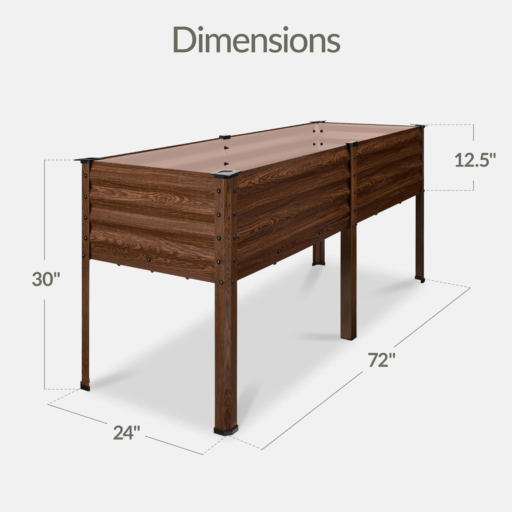 72x24x30in Non Toxic Galvanized Raised Garden Bed, Metal Elevated Planter Box, Vegetable Garden, 100% Non Toxic