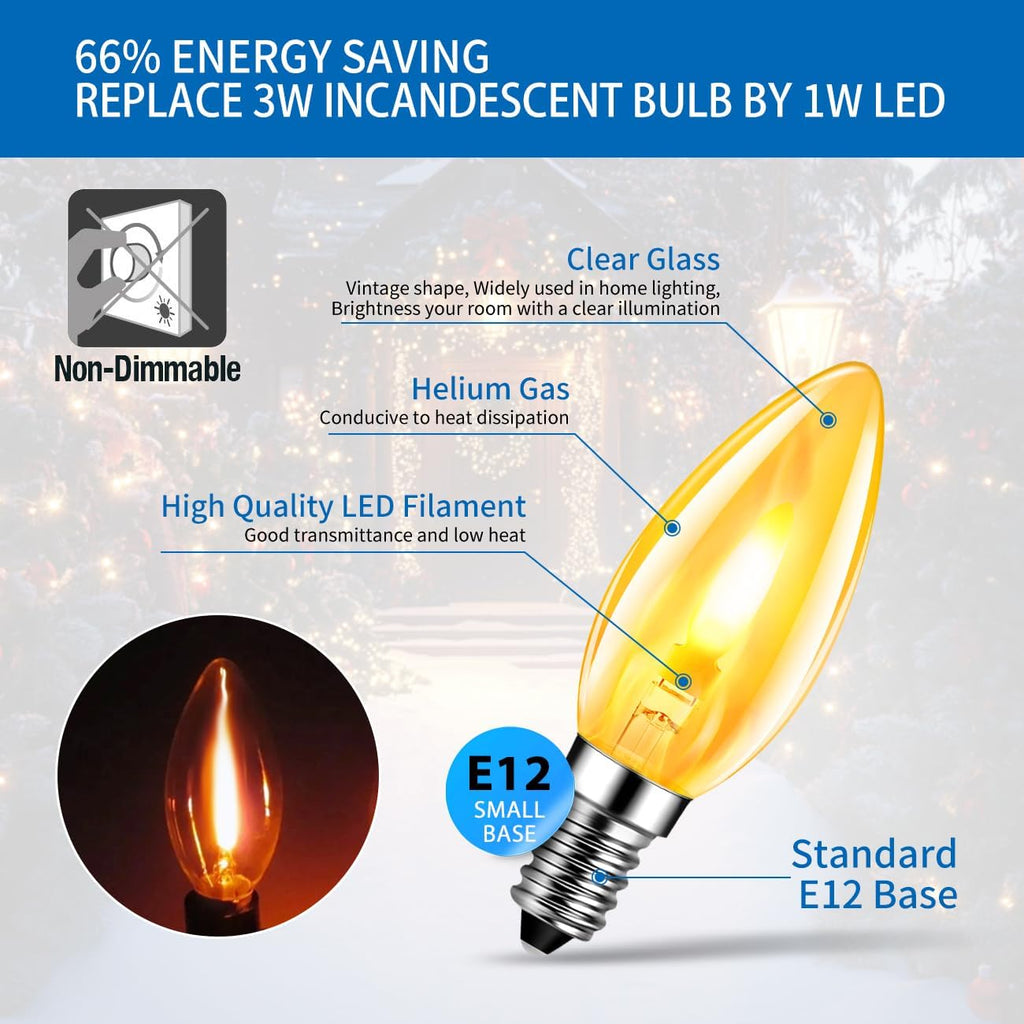 LED Flickering Flame Light Bulbs E12 Base for Decoration,2 Pack