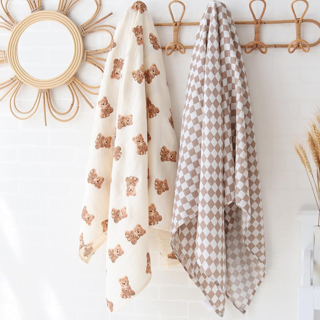 Muslin Swaddle Blankets, Baby Swaddling Wrap Nursery Blanket Unisex, Soft 70% Viscose from Bamboo and 30% Cotton