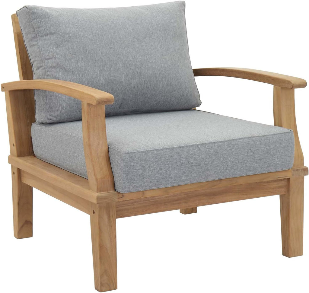 Marina Premium Grade A Teak Wood 4-Piece Outdoor Patio Furniture Set, Natural Gray