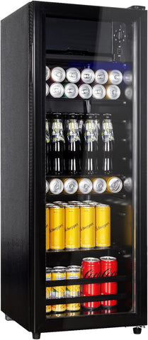 4.8 Cu.Ft Beverage Refrigerator, 155 Can Mini Fridge with Freeze with Glass Door