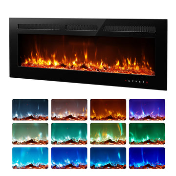 50 Inch Electric Fireplace Recessed Wall Mounted