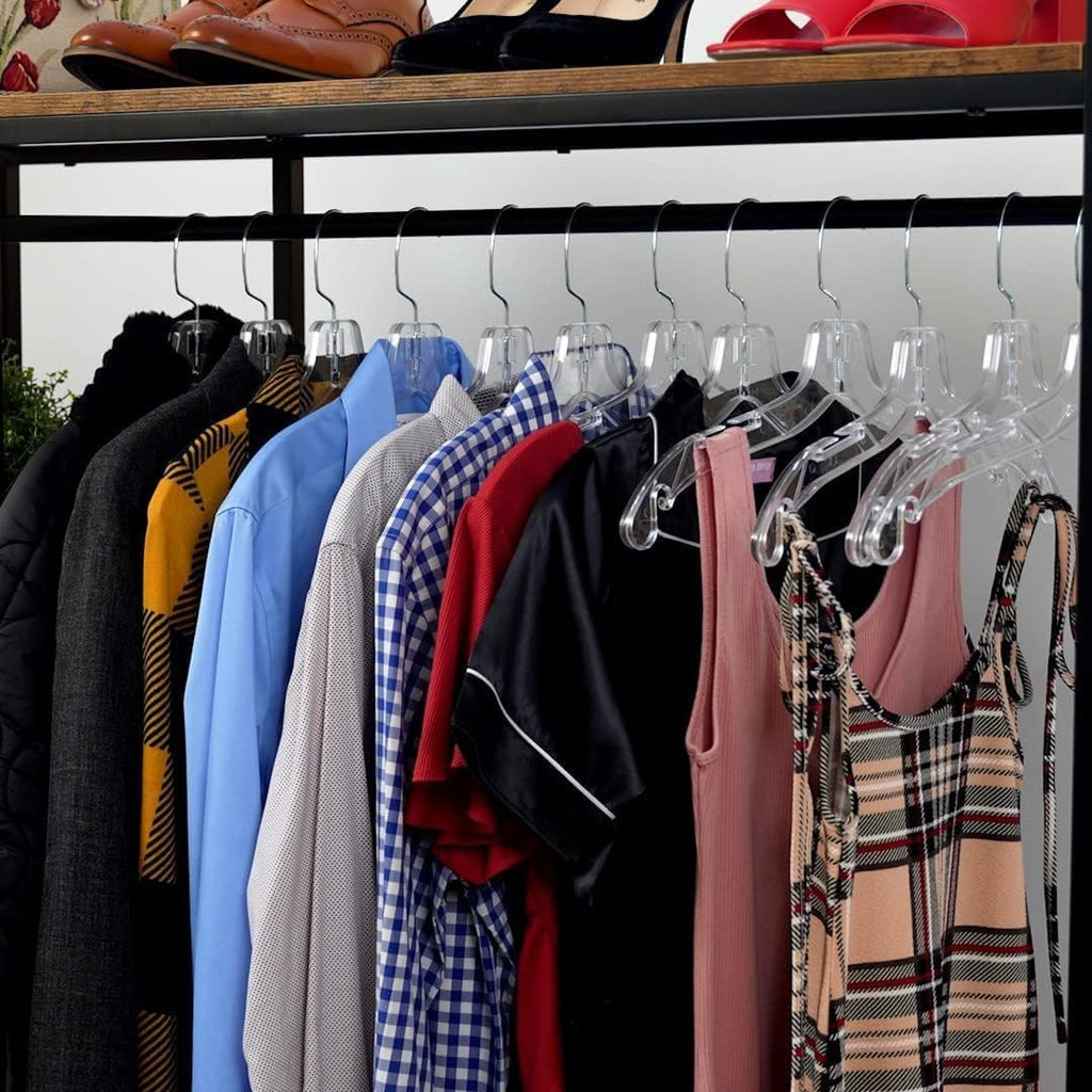 TM Clear Plastic Hangers 12 Pack Durable Plastic Shirt Hangers