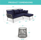 Best Choice Products Outdoor Rope Woven Sectional Patio Furniture L-Shaped Conversation Sofa Set for Backyard