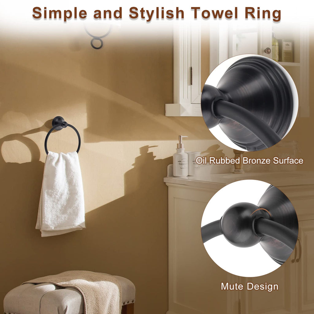 Bathroom Hardware Set - Oil Rubbed Bronze Towel Rack Set with 4 Pieces Towel Holder and 18 or 24 Inch Towel Bar