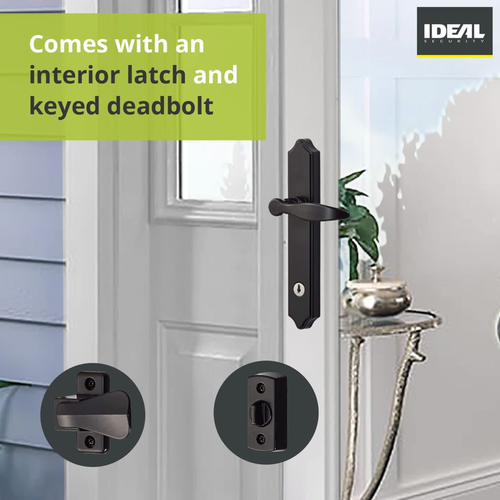 1216 Surface Mount Storm Door Handle with Lock and Key for 1 - 1 1⁄2 inches Thick Doors (Antique Brass, 4-Posts)