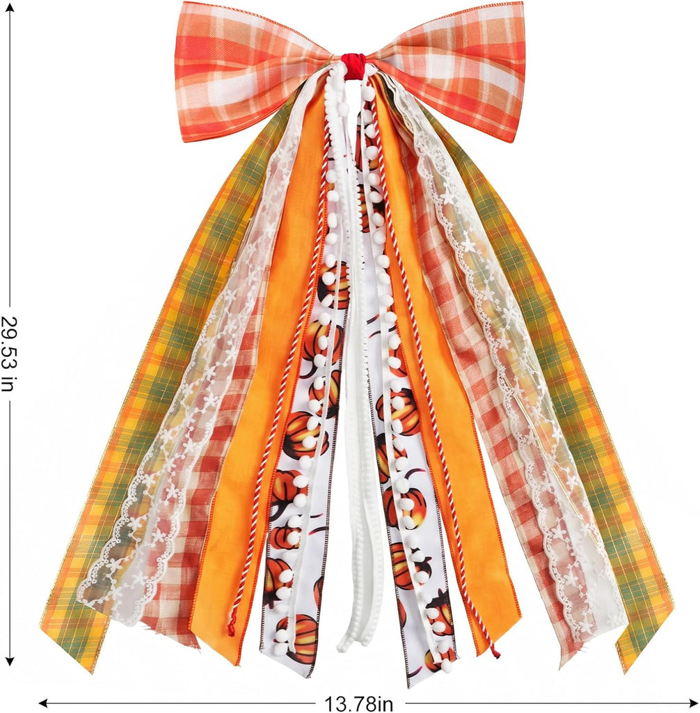 Fall Decor - Large Autumn Harvest Wreath Bow for Front Door - 2 pack - Set of 2
