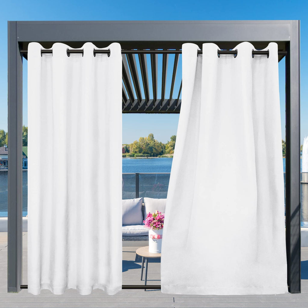 Outdoor Curtains 2 Panels, 54x96 inch, White