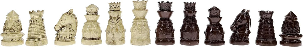 Medieval Themed Chess Set - Wooden Chess Board with Intricate Polystone Chess Pieces, Chess Sets for Adults, 15 in.