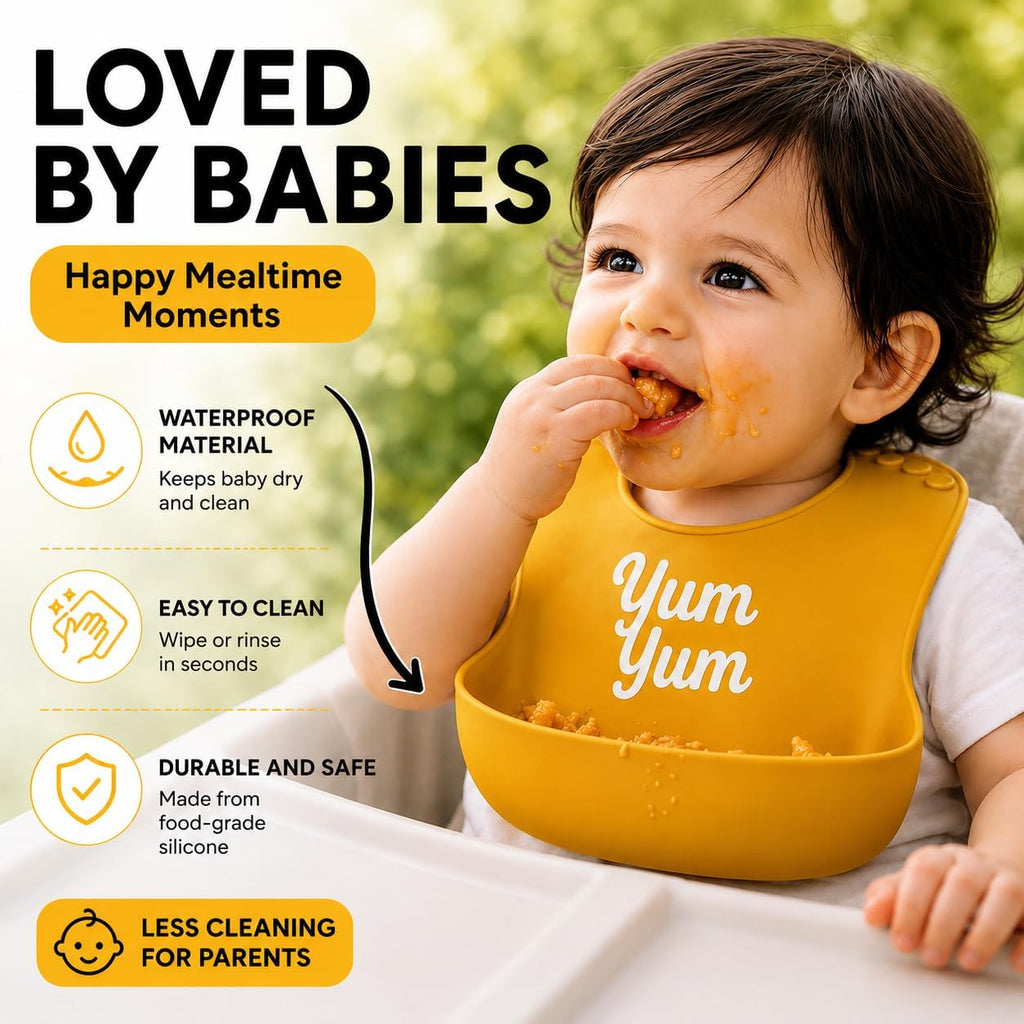 Silicone Bibs 3 Pack AND 5 Pack, Waterproof Toddler Bibs, BPA-Free with Food Catcher Pocket, 6-36 Months