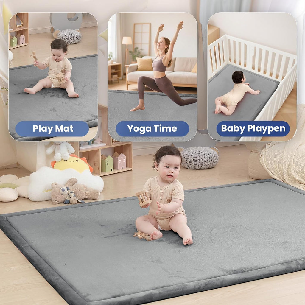 Ultra Soft Baby Play Mat for Floor,1.3" Thick Elasti-Foam 50x50 Playpen Mat for Toddlers Infant kids,Non-Slip Backing