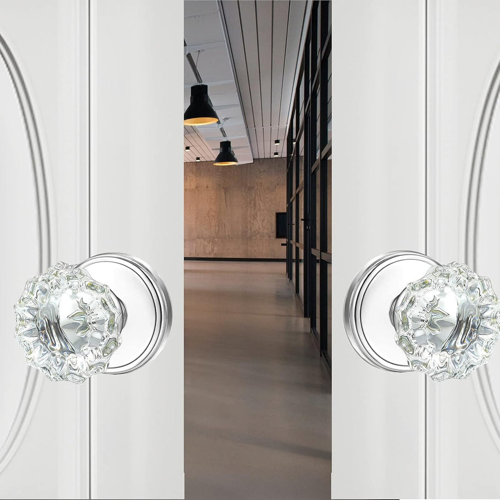 4 Pack Crystal Dummy Door Knobs Interior, Glass Dummy Door Knobs