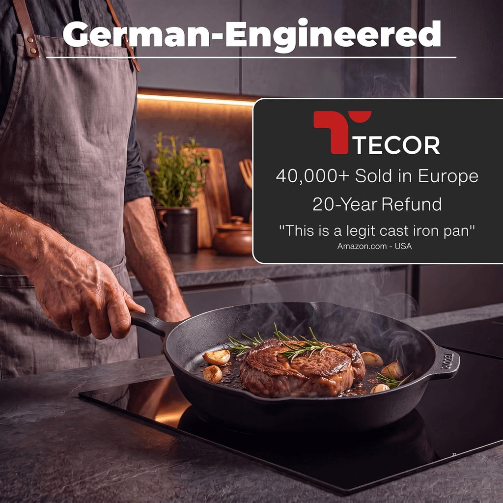 Polished Cast Iron Skillet 12 Inch | No PFAS I German-Engineered