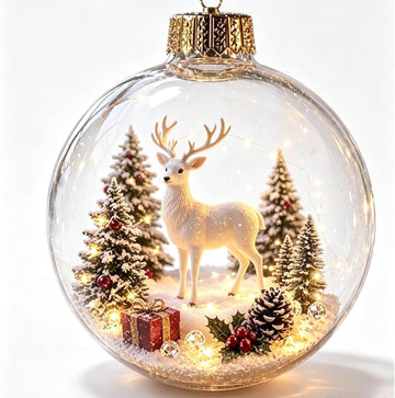 Glowing Christmas Ornament Ball with LED Light, 8 cm Clear
