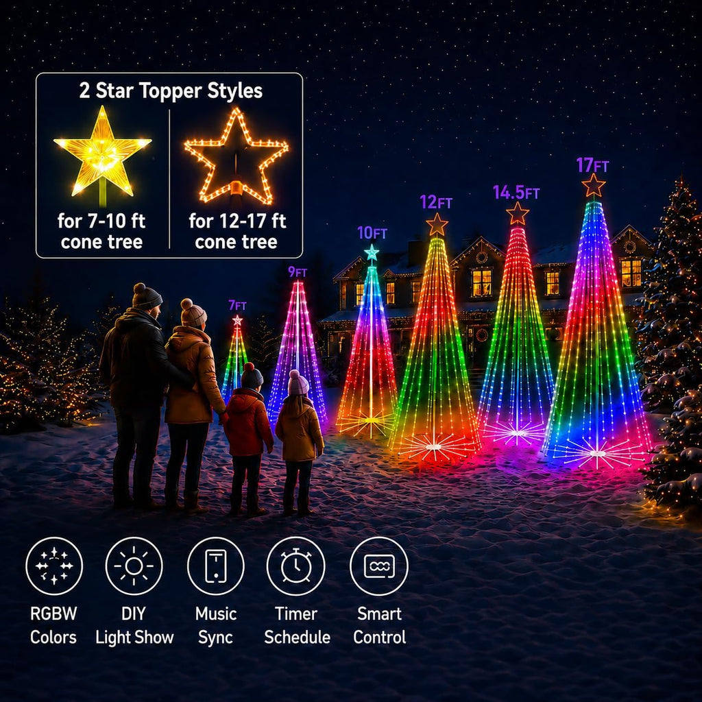 14.5FT Outdoor Christmas Tree with Light, DIY Light Show LED Christmas Tree