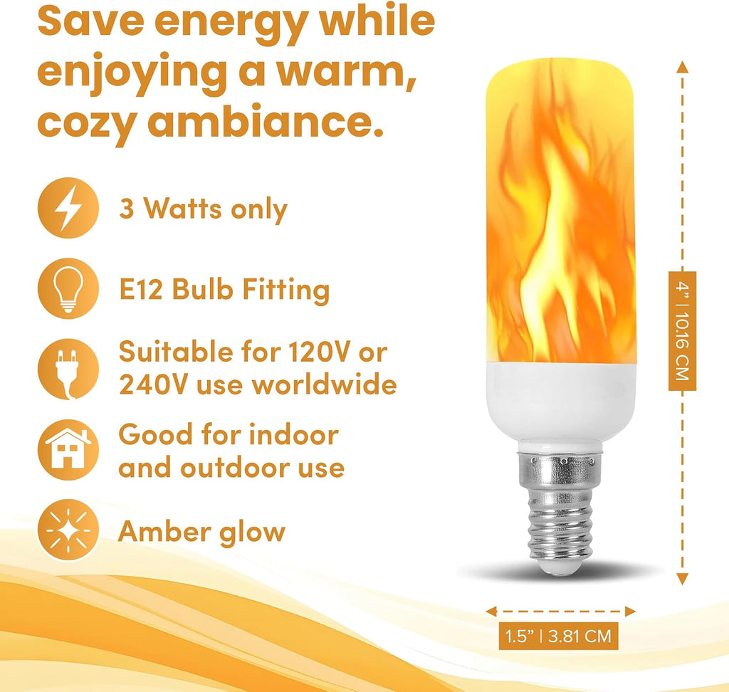 Fire Effect T6 T8 E12 LED Fire Candle Light Bulb Flame Flicker Tube Base Shape Novelty Lighting B11 Torch Bulbs 12mm