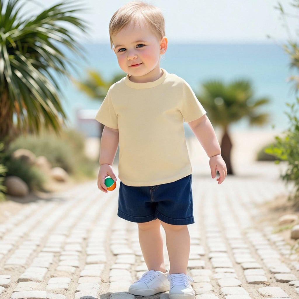 Baby Boy Pack Short Sleeve Crewneck T-Shirts Top Active Tee Toddler Boys' Solid/Striped Cotton T-Shirt