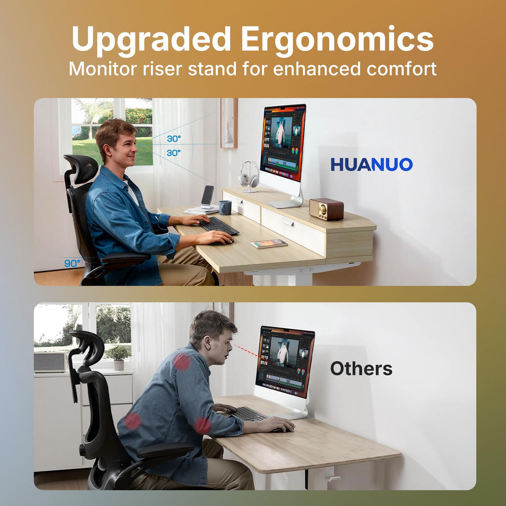 32" X 21" Electric Standing Desk with 2 Drawers, C-Clamp Mount Compatible, Height Adjustable Computer Desk, Home