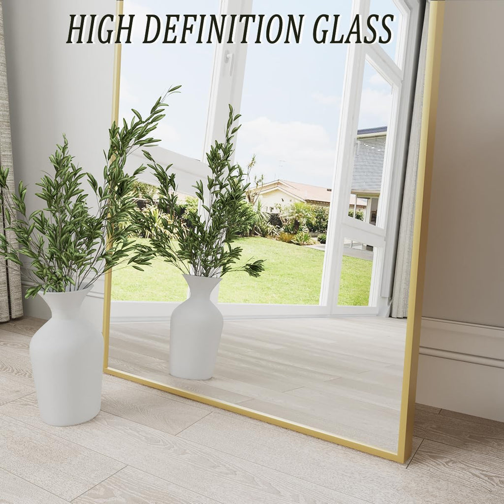 Arched Full Length Mirror, 57"X20" Large Full Body Mirror, Gold