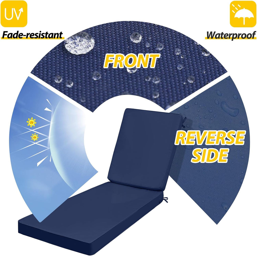Outdoor Chaise Lounge Cushions, 72 x 21 x 3 in, Set of 1 | Patio Furniture Replacement Chair Cushions