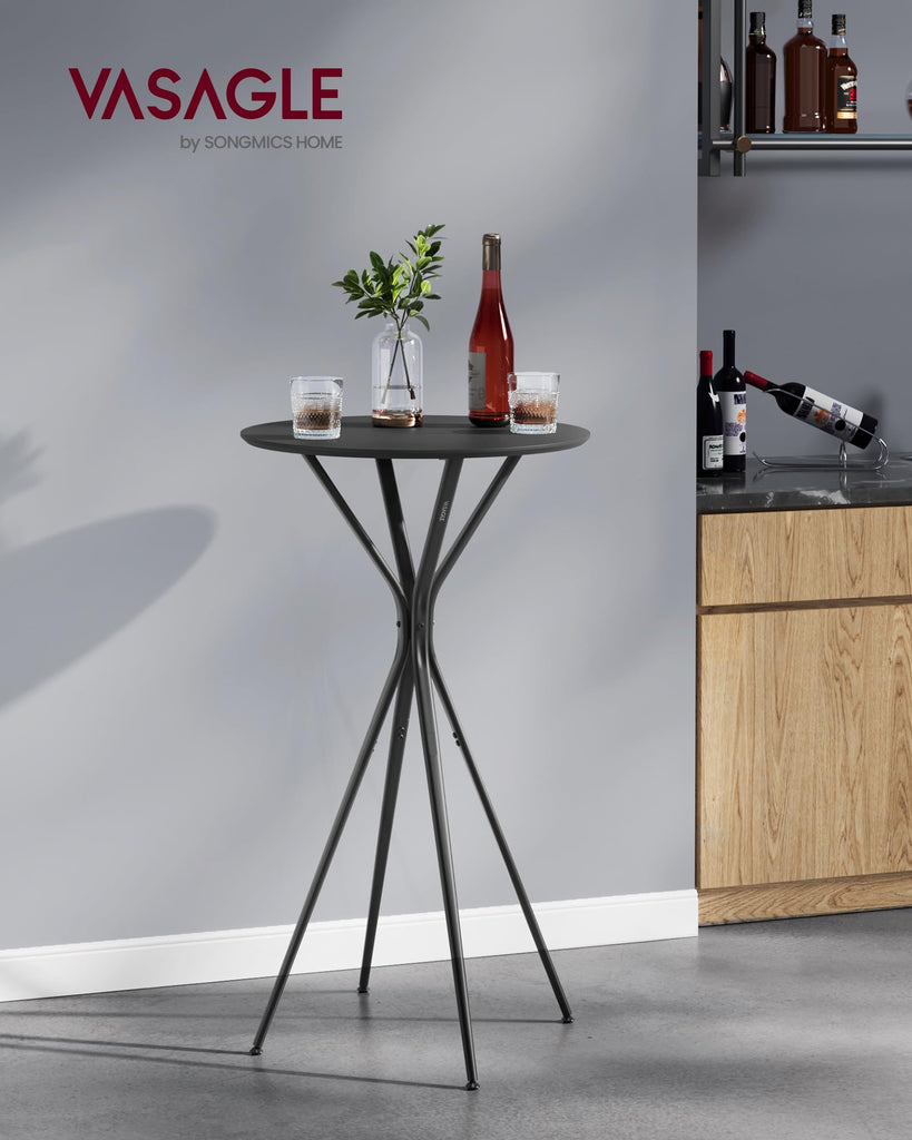 Bar Table, Round Cocktail High Top Pub Bistro Table, Steel Frame