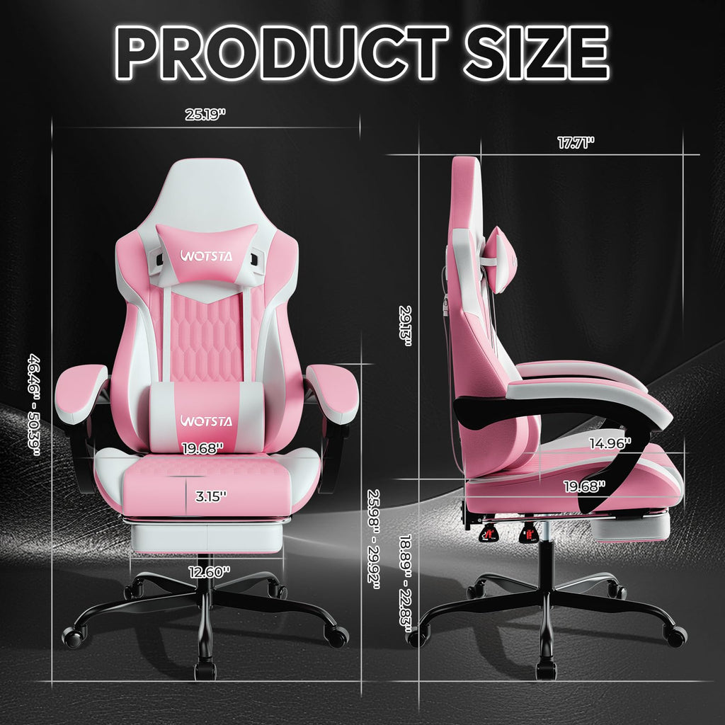 Gaming Chair with Footrest, High Back Gaming Chairs PVC Leather Ergonomic Gamer Chair with Adjustable Headrest Lumbar