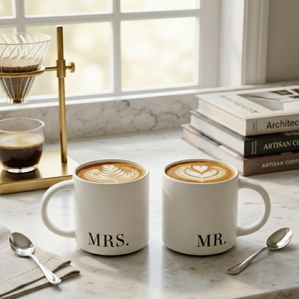 Wedding Gifts for Couples, Ceramic Mug Set, Mr and Mrs Gift, Ideal Gift for Bridal Shower (MR. & MRS.)