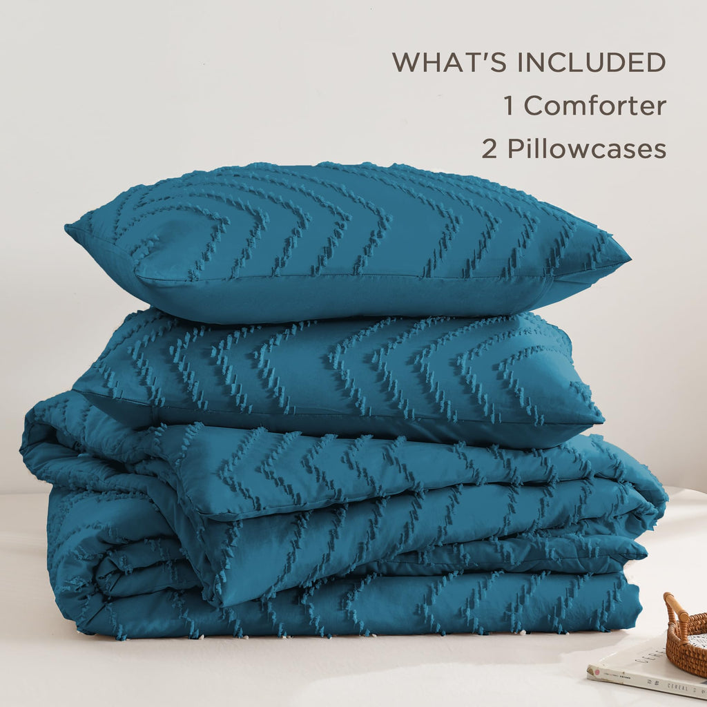 Teal California King Comforter Set, 3 Pieces Boho Bed Set