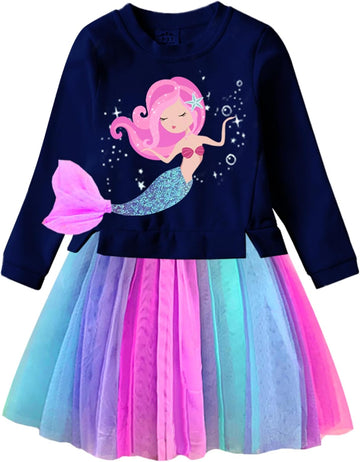 Girls Dresses for Winter Long Sleeve Toddler Girls Clothes Party Tulle Dresses for Little Girls