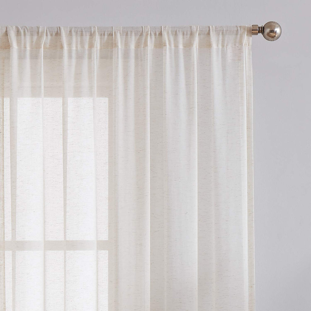Beige Linen Sheer Curtains, 100X84 Inches, Extra Wide, 1 Panel