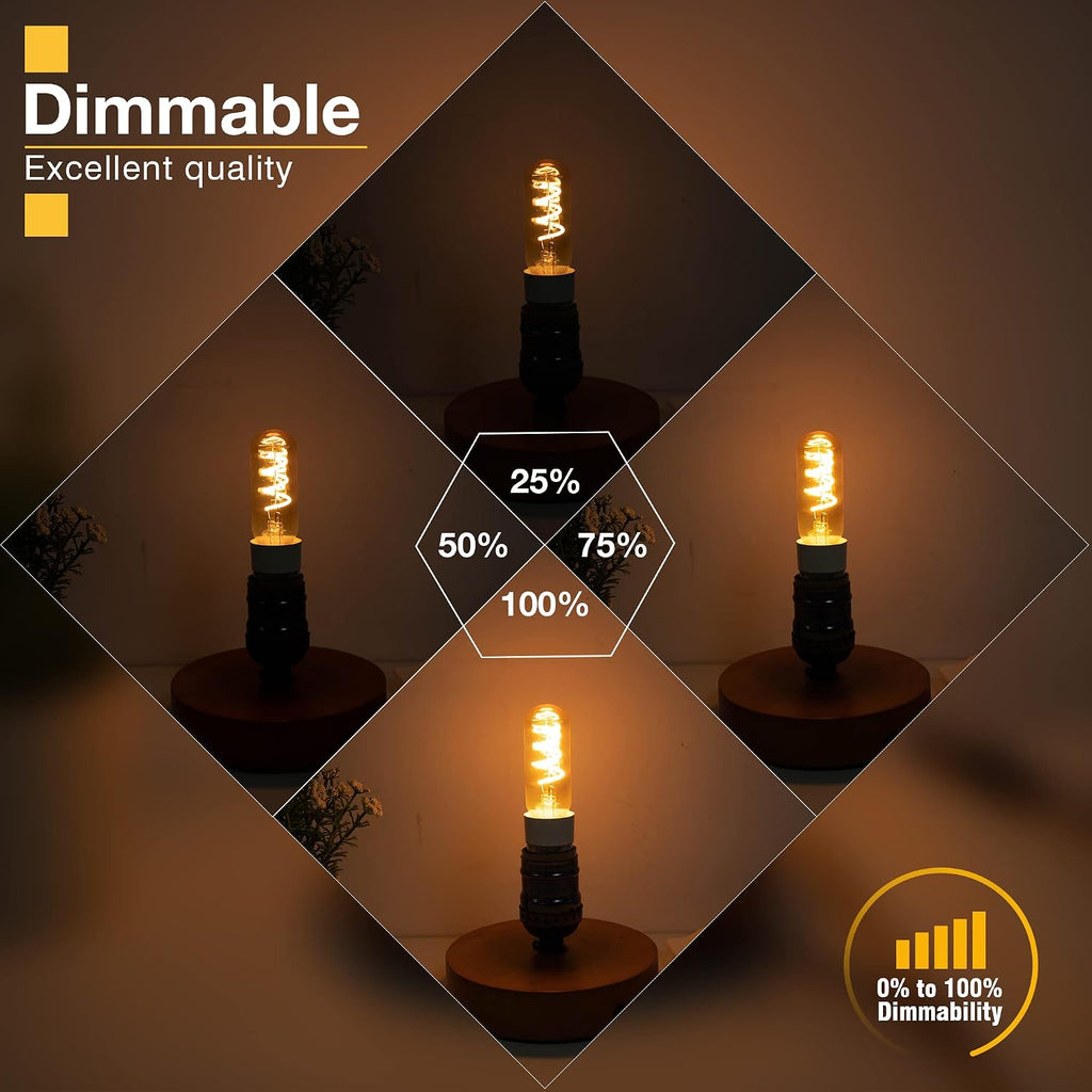 E12 25Watt Amber Light Bulbs,Low Wattage LED Filament Light Bulbs,2200K