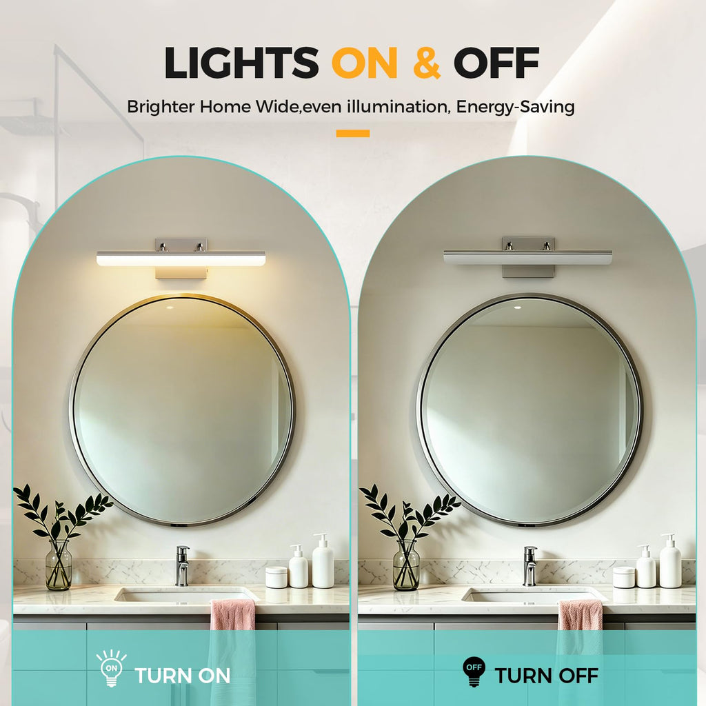 Brushed Nickel Vanity Light, 15.7" Dimmable LED Bathroom Light Bar with 5CCT, Adjustable Angle - Modern Wall Lighting