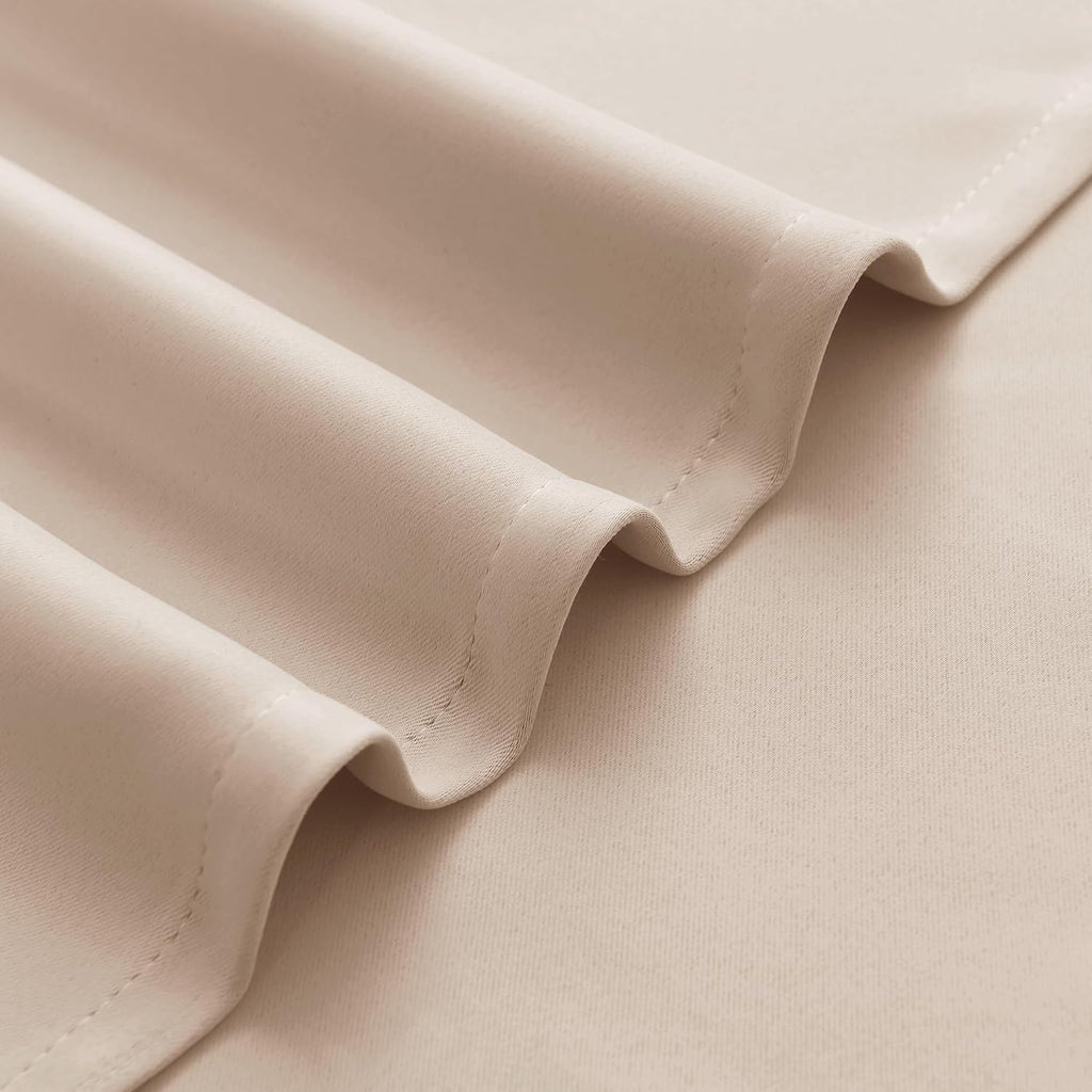 Beige Valances for Windows Rod Pocket Room Darkening Small Window Curtains , 52" W x 18" L, 1 Panel