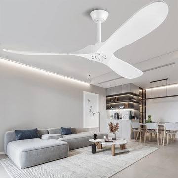 Inspired Maverick Style 72" White Wood Ceiling Fan with Solid Wood Blades,Indoor/Outdoor 3-Blade DC Motor Ceiling Fans,Remote Control,6-Speed Silent Reversible Motor,Rustic Wooden Ceiling Fan for Patio,Living Room,Bedroom A102-B0DLKKVSJK