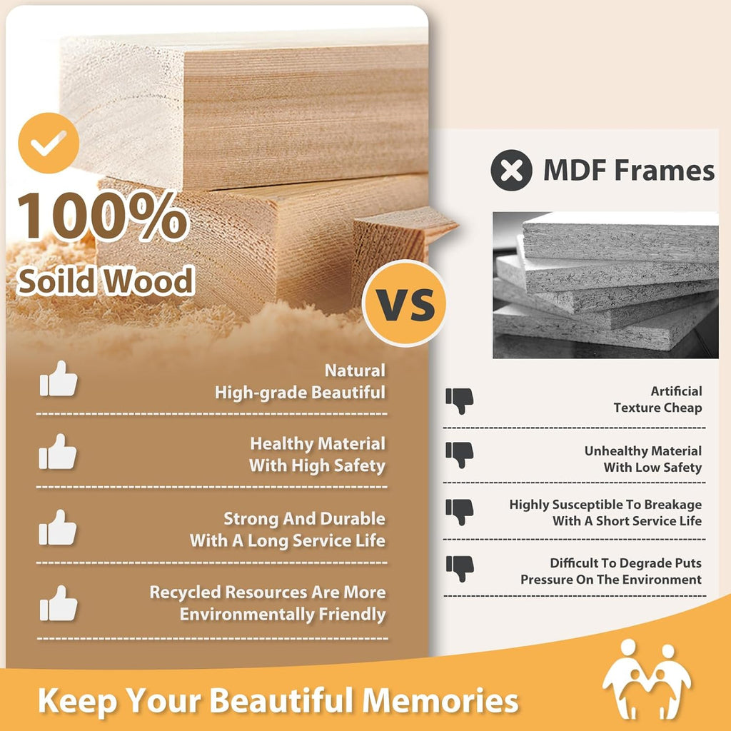 11x14 Picture Frames Made of Solid Wood 6 PCS Black Covered by Plexiglass - for Table Top and Wall Mounting for