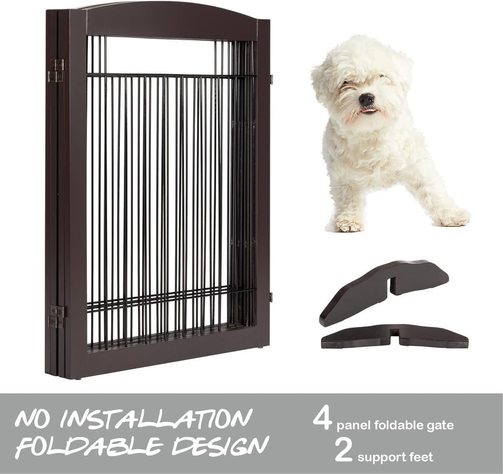Extra Wide Foldable Dog gate for Doorway, Indoor, 96" W, 30" H