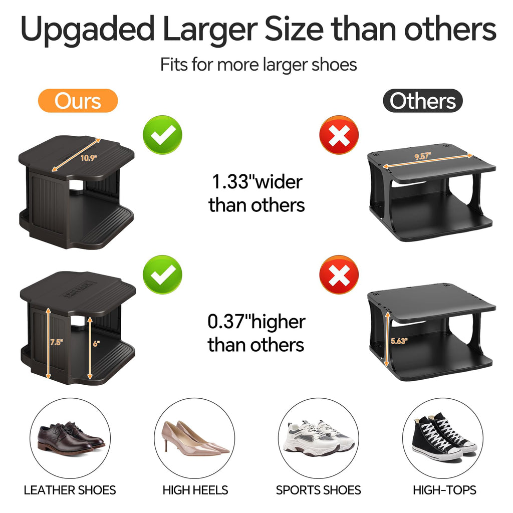 Stackable 16-Tier Shoe Rack for Closet & Entrance - Tall, Narrow, Vertical Shoe Stand - Plastic, Free Standing