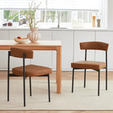 Brown Faux Leather Dining Chairs Set of 2