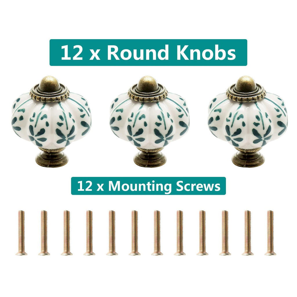 12pcs Ivory Pumpkin Knobs, Leaf Pattern Cabinet Knobs