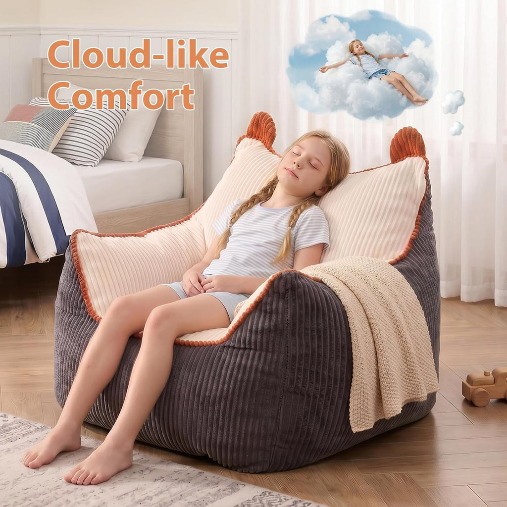 Comfy Kids Bean Bag Chair, Plush Bean Bag Sofa for Reading & TV