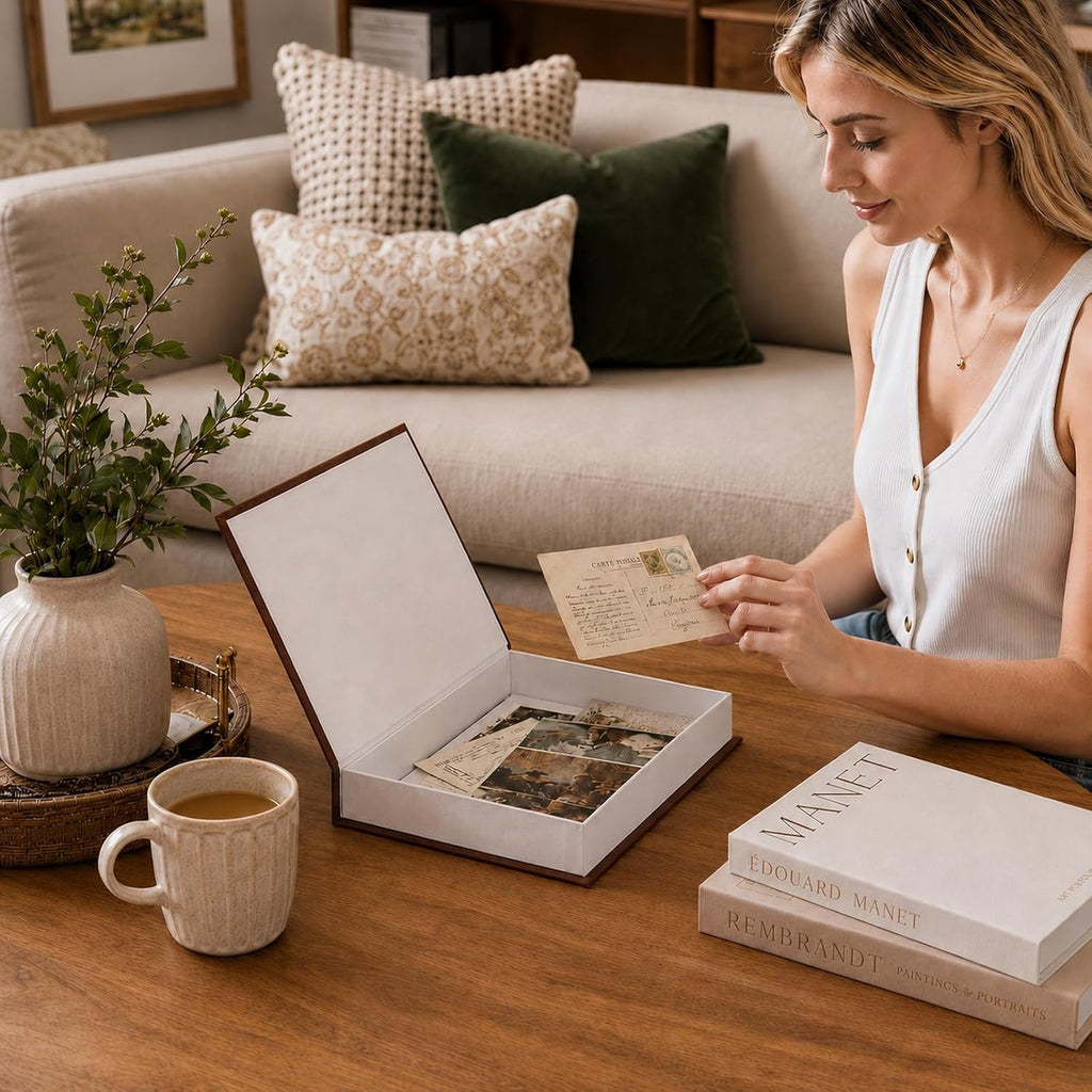 Set of 3 Decorative Linen Faux Books With Magnetic Hidden Storage | Linen faux book boxes for coffee table decor