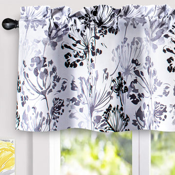 Acacia Floral Blossom Watercolor Printed 100 Percent Blackout Thermal Insulated Window Curtain Valance Rod Pocket