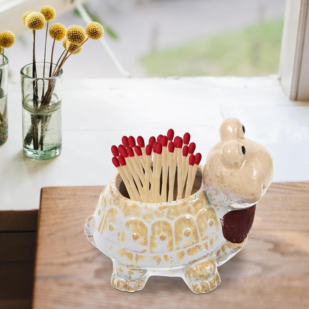 Ceramic Match Holder and Striker Jar Vintage Small Match Container Pottery Fireplace Accessory Tabletop Decor Gift