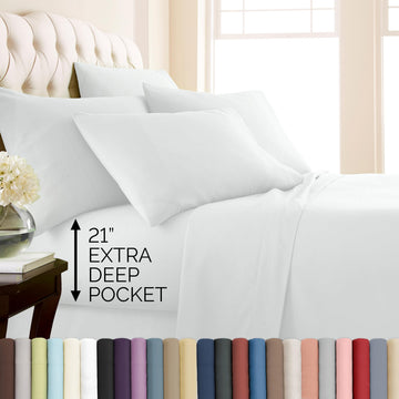 Fine Living 21 Inch Deep Pocket California King Sheets Set White