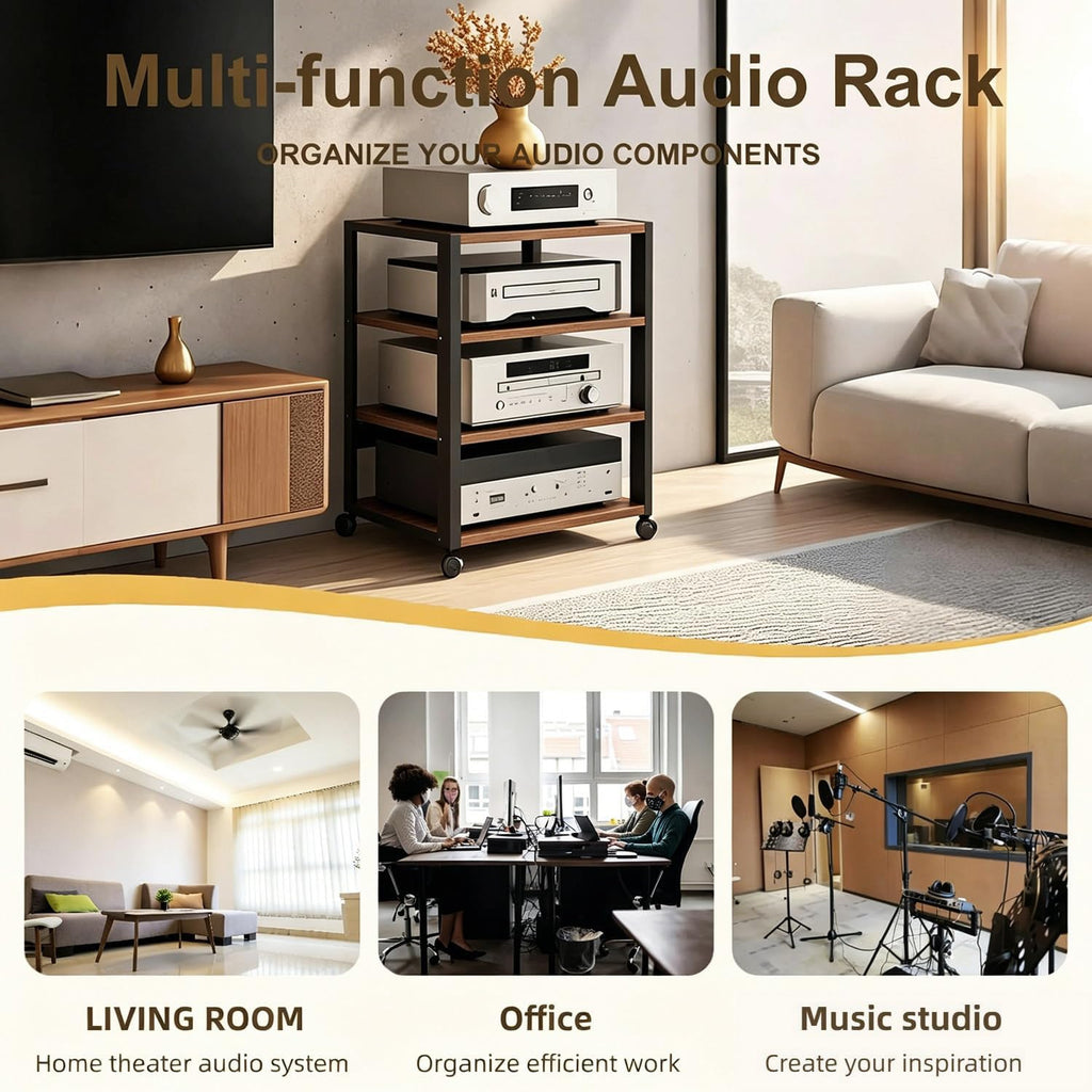 5 Tier AV Media Stand, Audio Rack Tower Stereo Components Cabinet