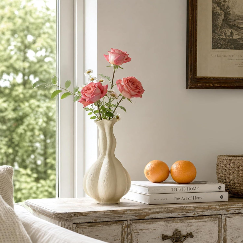 Ceramic Flower Vase, 10" Decorative Pampas Vase