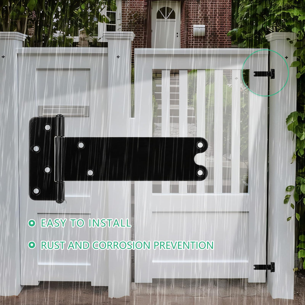 8 in T-Strap Shed Door Hinges, 6 Pack Heavy Duty Tee Hinge, 300 Lbs Capacity
