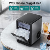 ETL Approval Nugget Ice Maker Countertop, 45Lbs/24H Pebble Ice Maker with Water Tank, Soft Chewable Pellet Ice
